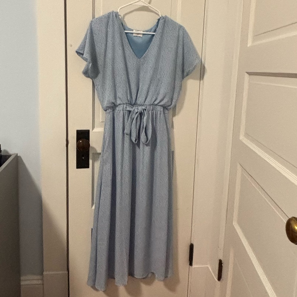 Sienna Sky Blue Flutter Sleeve Maxi Dress